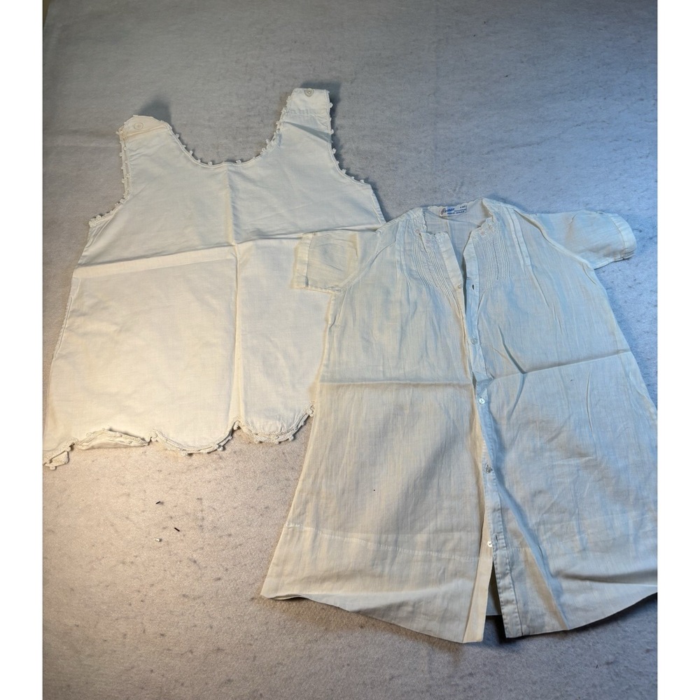 Vintage Baby 6 Months Day Gown‎ And Cotton Shift With Hand Embroidery 2Pc